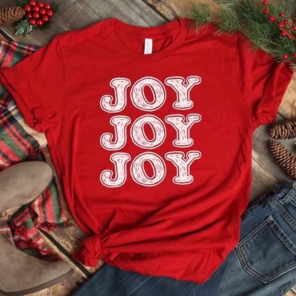 Tops - Red Christmas T-shirt JOY JOY JOY